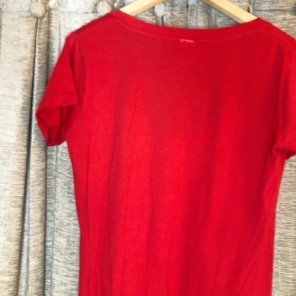 Ohio State Red V Neck Short Sleeve Cotton Logo Tee Shirt Size Small